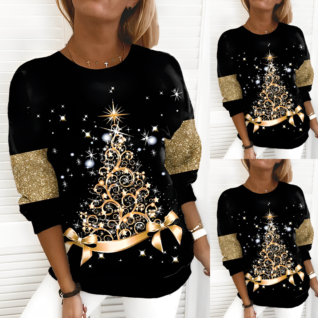 Dorothea | Women's Black Christmas Jumper Festive Pattern — view 2