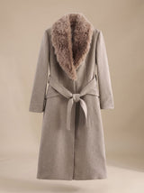 Ivy | Belted Faux Fur Collar Longline Coat — view 1
