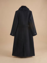 Ivy | Belted Faux Fur Collar Longline Coat — view 4