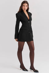 Ottilie | Women's Structured V-Neck Blazer Mini Dress — view 4