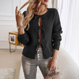 Évabelle | Women's Bow Front Knit Cardigan — view 2