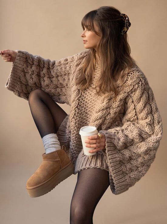 Ambrose | Women's Chunky Cable Knit Oversized Dropped-Shoulder Jumper — view 1