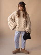 Ambrose | Women's Chunky Cable Knit Oversized Dropped-Shoulder Jumper — view 3
