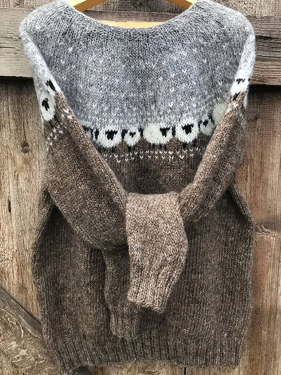 Rosamunde | Women's Fair Isle Sheep Jacquard Knit Jumper — view 1