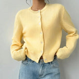 Évarielle | Women's Cropped Button Knit Cardigan — view 10