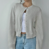 Évarielle | Women's Cropped Button Knit Cardigan — view 12