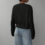 Évarielle | Women's Cropped Button Knit Cardigan — view 2