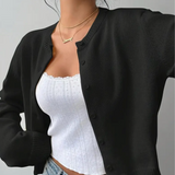 Évarielle | Women's Cropped Button Knit Cardigan — view 4