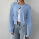 Évarielle | Women's Cropped Button Knit Cardigan — view 5