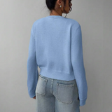 Évarielle | Women's Cropped Button Knit Cardigan — view 6