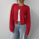 Évarielle | Women's Cropped Button Knit Cardigan — view 7