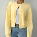 Évarielle | Women's Cropped Button Knit Cardigan — view 9