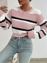 Elarisse | Women's Striped Cropped Knit Jumper — view 3