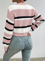 Elarisse | Women's Striped Cropped Knit Jumper — view 4