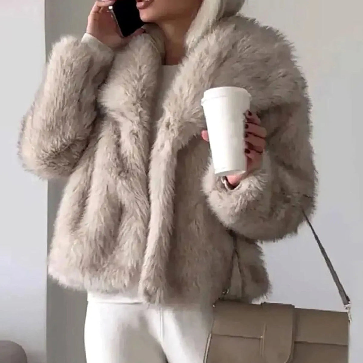 Romy | Women's Cropped Faux Fur Jacket — view 2