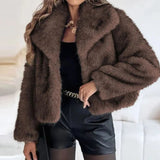 Romy | Women's Cropped Faux Fur Jacket — view 3
