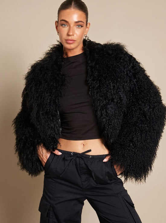 Wilhelmina | Cropped Teddy-Style Faux Fur Coat — view 1