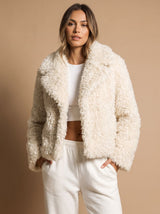 Wilhelmina | Cropped Teddy-Style Faux Fur Coat — view 10