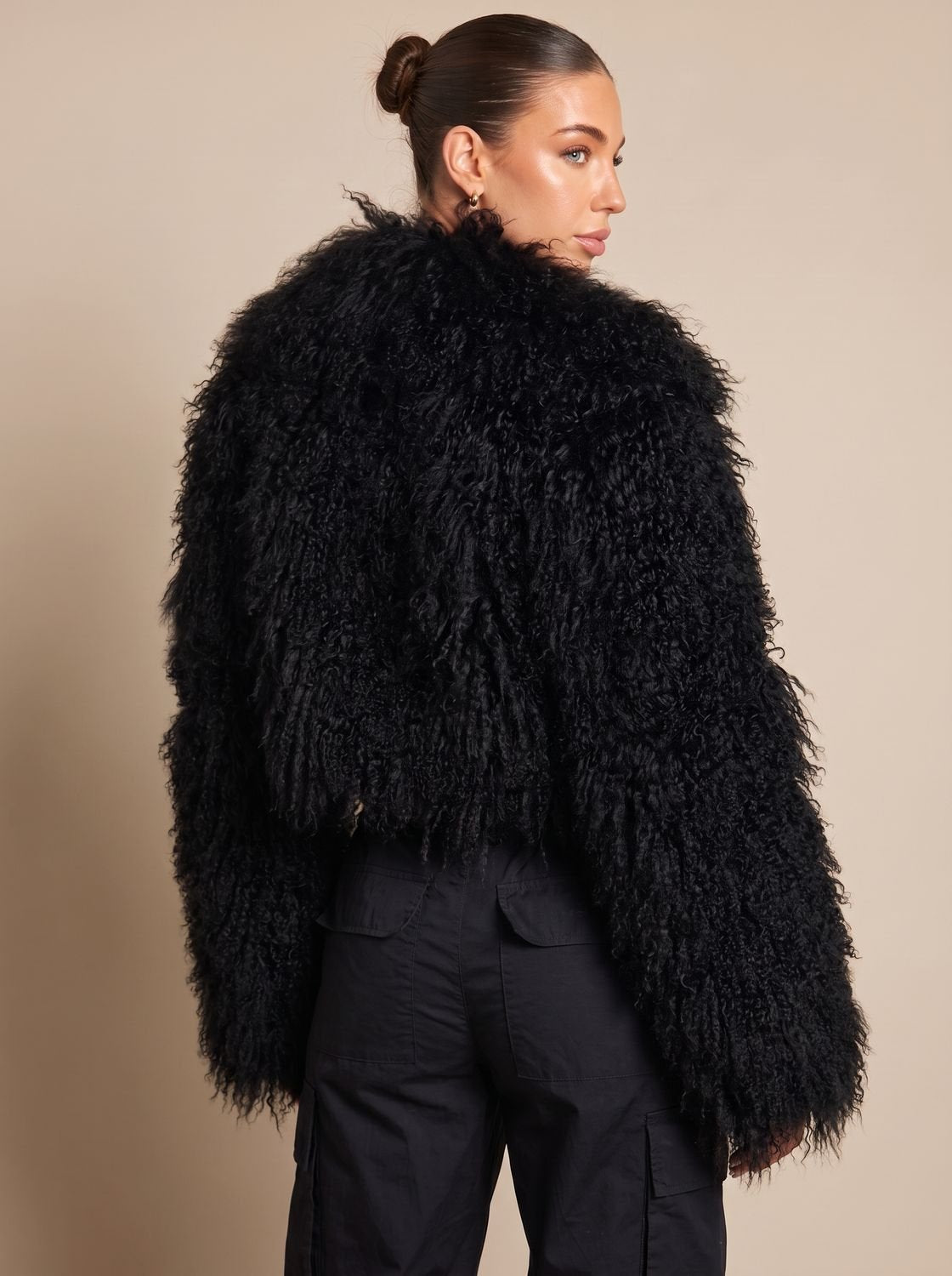 Wilhelmina | Cropped Teddy-Style Faux Fur Coat — view 3