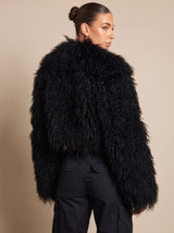 Wilhelmina | Cropped Teddy-Style Faux Fur Coat — view 3