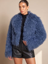 Wilhelmina | Cropped Teddy-Style Faux Fur Coat — view 5