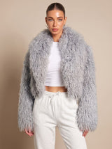 Wilhelmina | Cropped Teddy-Style Faux Fur Coat — view 7