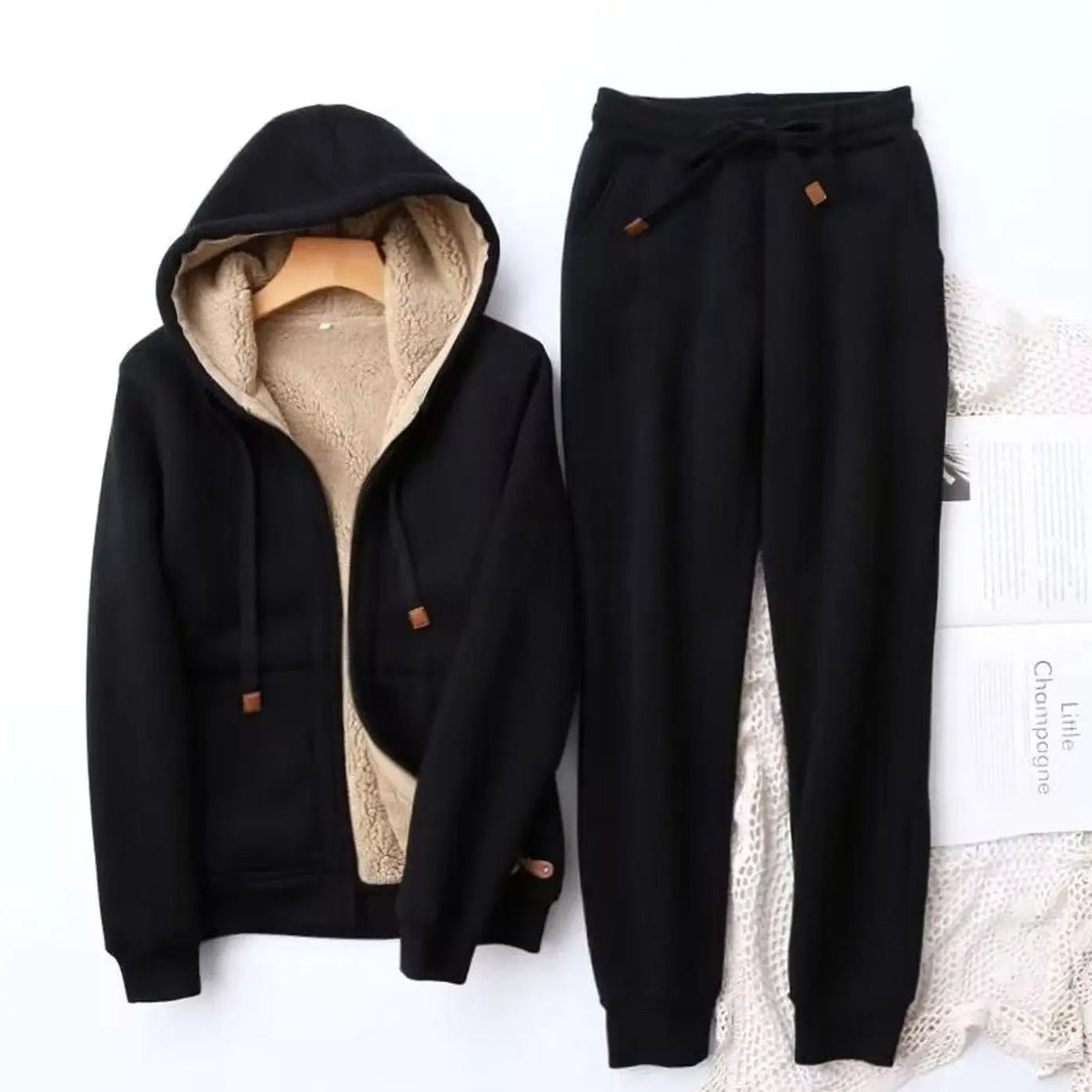 Nerisse | Women's Fleece-Lined Relaxed-Fit Winter Hoodie & Jogger Tracksuit Set — view 1