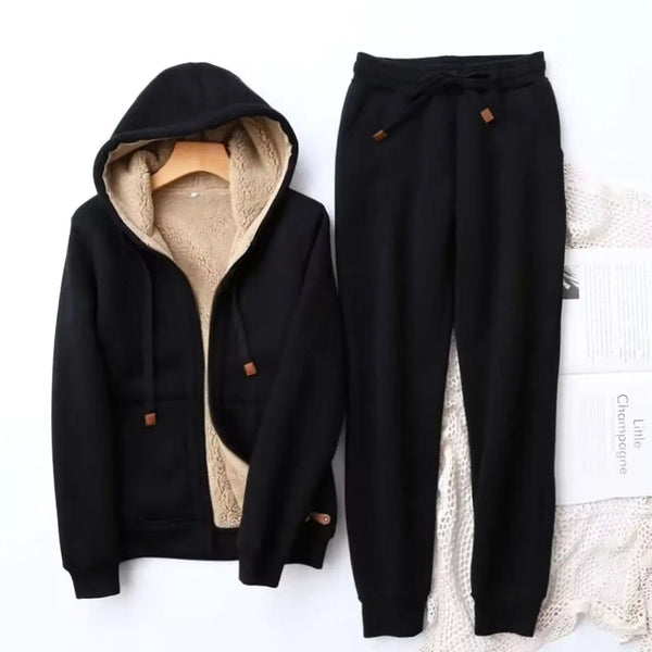 Nerisse | Women's Fleece-Lined Relaxed-Fit Winter Hoodie & Jogger Tracksuit Set — view 1