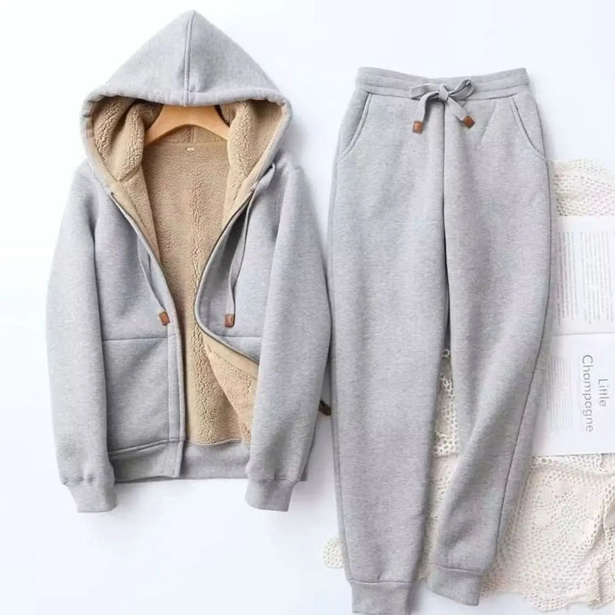 Nerisse | Women's Fleece-Lined Relaxed-Fit Winter Hoodie & Jogger Tracksuit Set — view 2