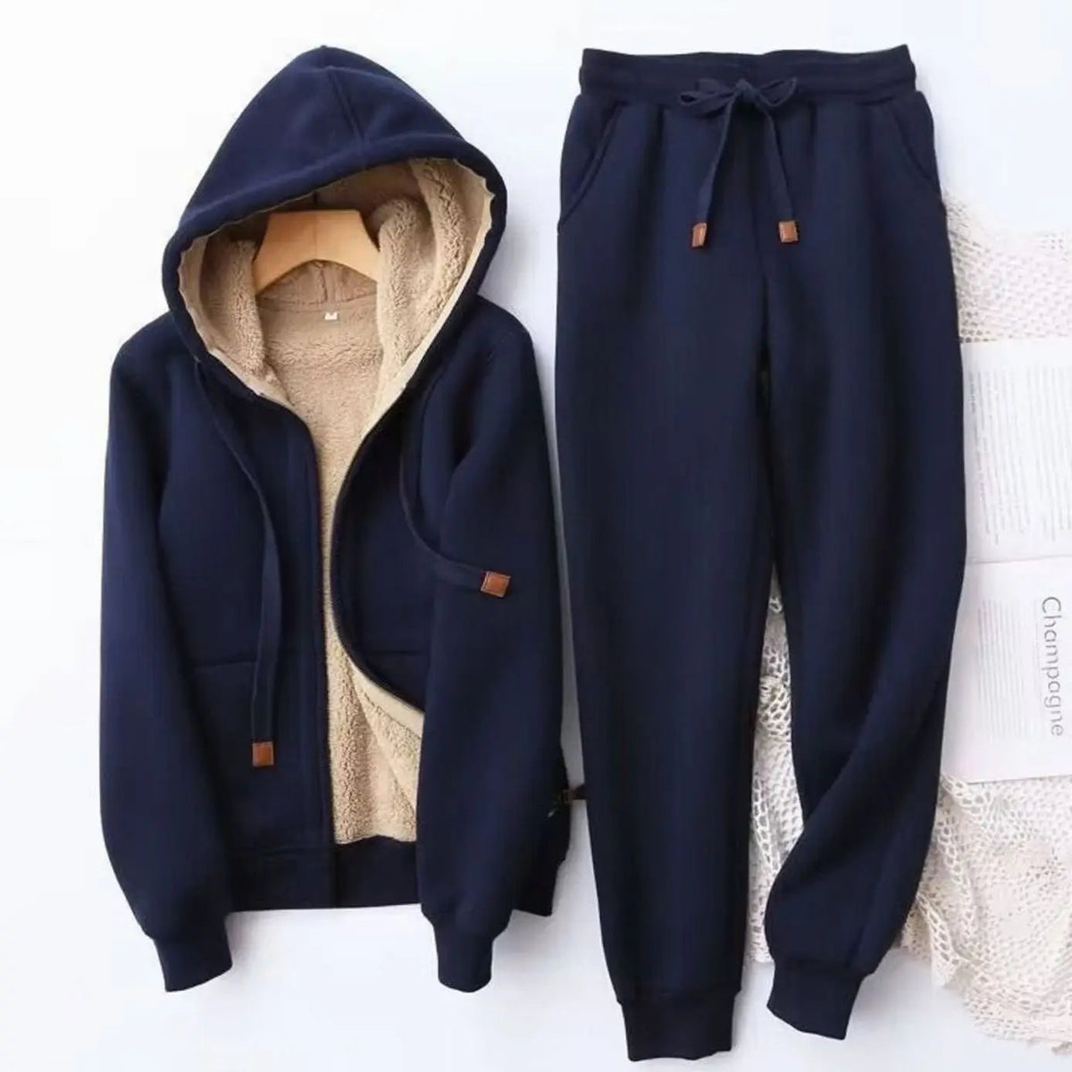Nerisse | Women's Fleece-Lined Relaxed-Fit Winter Hoodie & Jogger Tracksuit Set — view 3
