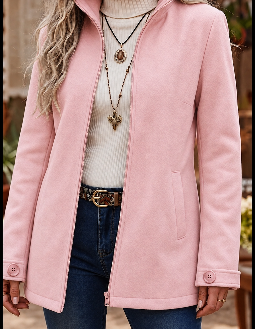 Women's Textured Zip-Up Winter Jacket — view 1