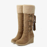 Elara | Women's Faux-Fur Wedge Knee-High Boots — view 1