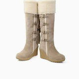 Elara | Women's Faux-Fur Wedge Knee-High Boots — view 3
