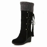 Elara | Women's Faux-Fur Wedge Knee-High Boots — view 4