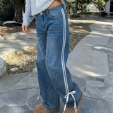 Women's Baggy Wide-Leg Jeans with Side Stripes — view 2