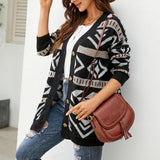 Marcelline | Women's Longline Patterned Knit Cardigan — view 10