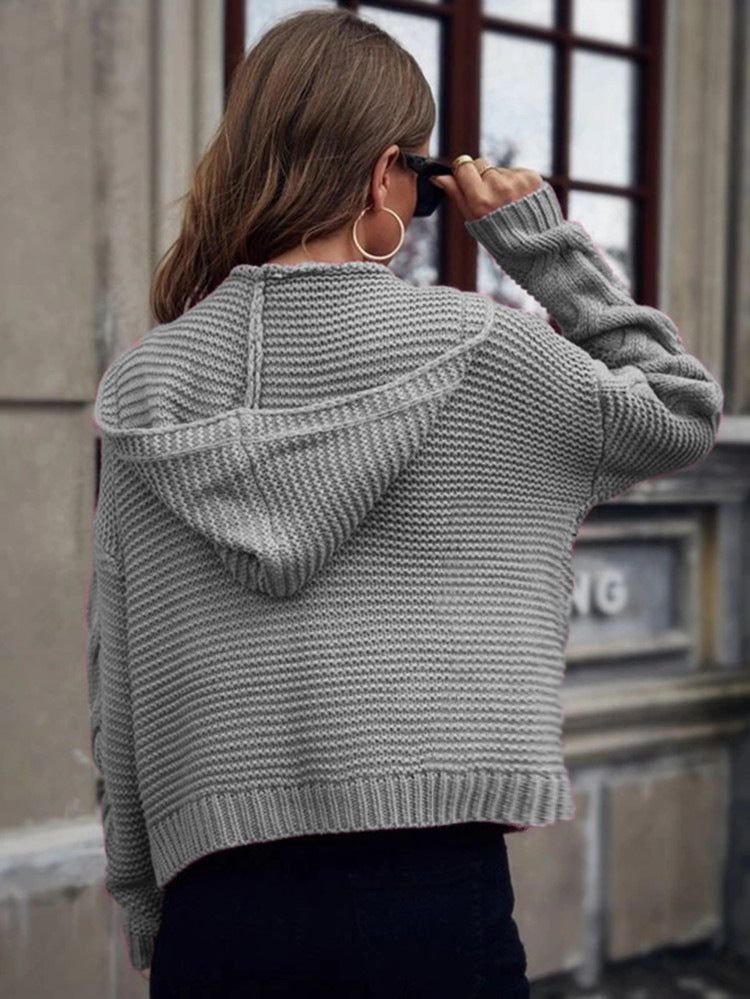 Soléanne | Women's Hooded Cable Knit Cardigan — view 2
