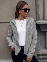 Soléanne | Women's Hooded Cable Knit Cardigan — view 5