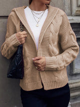 Soléanne | Women's Hooded Cable Knit Cardigan — view 7