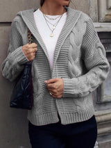 Soléanne | Women's Hooded Cable Knit Cardigan — view 1