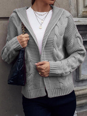 Soléanne | Women's Hooded Cable Knit Cardigan — view 1