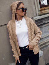 Soléanne | Women's Hooded Cable Knit Cardigan — view 9