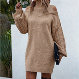 Women's Ribbed Knit Roll-Neck Midi Dress — view 4