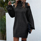 Women's Ribbed Knit Roll-Neck Midi Dress — view 6