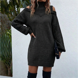 Women's Ribbed Knit Roll-Neck Midi Dress — view 7