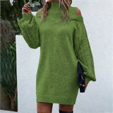 Women's Ribbed Knit Roll-Neck Midi Dress — view 8