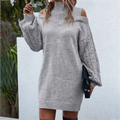 Women's Ribbed Knit Roll-Neck Midi Dress — view 1
