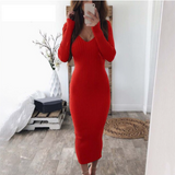 Women's Off-Shoulder Ribbed Knit Party Midi Dress — view 3