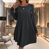 Islay | Women's Ribbed Knit A-Line Midi Dress — view 2