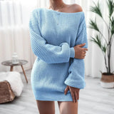 Rosalie | Women's Off-Shoulder Batwing Knitted Mini Dress — view 8